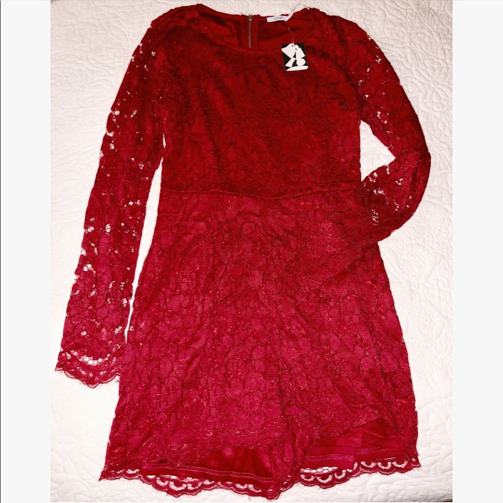 Red lace romper